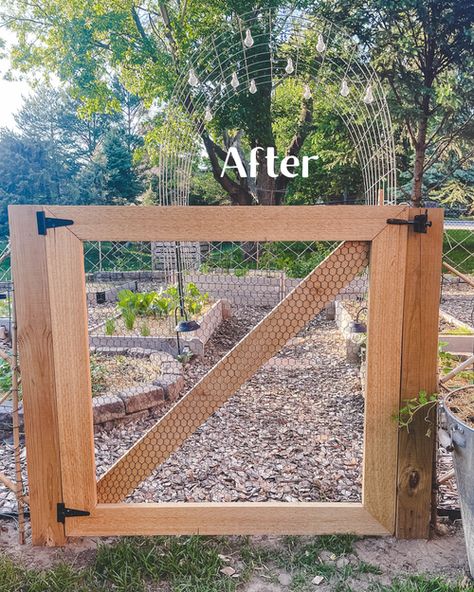 Garden Fence Diy Cheap, Diy Wooden Garden Gate, Fenced Garden Design, Diy Garden Fence Gate, Simple Garden Gate Diy, Easy Garden Gate Diy, Gate Diy Outdoor, How To Build A Gate, Gate Around Pool