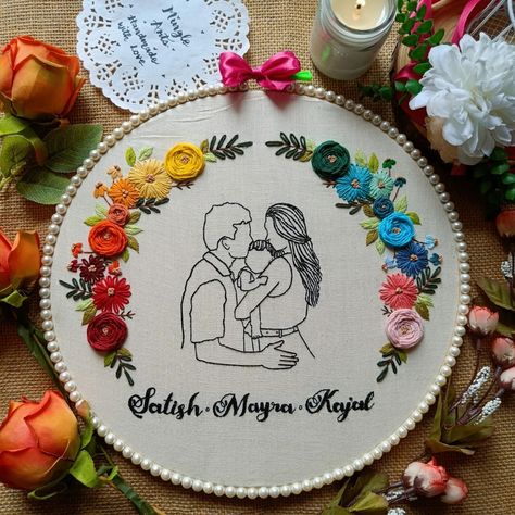 Here's to the love, life and little miracles by the God 🫶🏻💝🥳 Embroidered Family moments🎉🤌🏻 Dimensions 12inches Dm for more. [Embroidery hoop, Handmade Gifts, handcrafted, custom made, customised gifts, artists, birthday gifts, wedding gifts, anniversary gifts, gift ideas, small business, baby shower gifts] #minglearts #artreels #transitionreels #trending #trendingreels #trendingartist #motherhood #mothersday #tutorials #mother #artistsoninstagram #embroideryart #embroideryartist #embroid... Baby Shower Embroidery Hoop, Motherhood Embroidery, Birthday Embroidery Hoop Ideas, Family Embroidery Ideas, Baby Hoop Art, Family Embroidery Hoop, Hand Embroidery Gift Ideas, Birthday Embroidery Hoop, Baby Embroidery Hoop