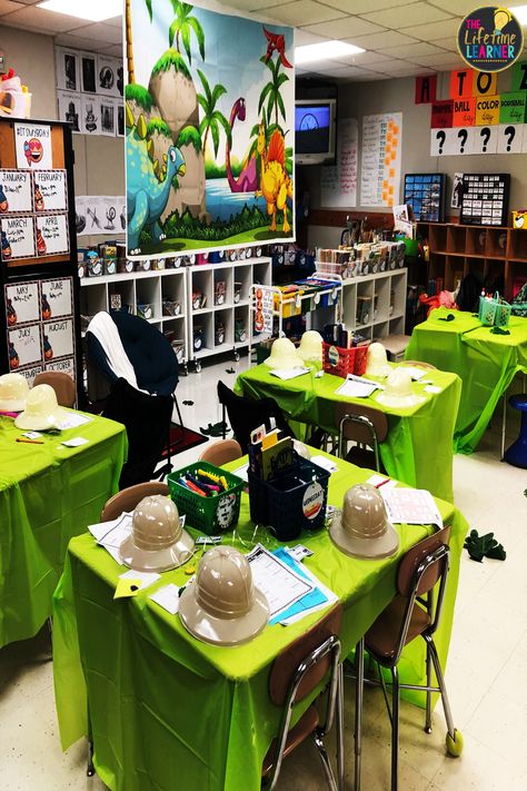 Check out this fun dinosaur classroom transformation for 3rd graders. It includes a third grade end of year spiral review. This paleontologist room transformation is great for math stations, centers, rotations, review, test prep, early or fast finishers activities. It's a worksheet alternative, enrichment, remediation, individual kids, small groups, or partners. Second and third graders enjoy ideas & themes. (Year 2, 3, 4) #thirdgrademath #classroomtransformation #mathgames Dinosaur Classroom Transformation, Dinosaur Day, Snoopy Classroom, Third Grade Math Activities, Dinosaur Classroom, Reward Ideas, Hybrid Learning, Fast Finisher Activities, Teacher Leader