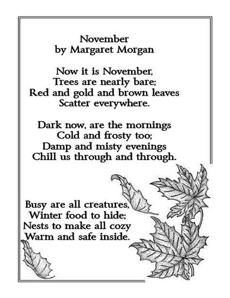 november poetry-small group lesson plan Halloween Fingerplays, November Poem, Poems For Students, Autumn Poetry, Poetry Tea, Autumn Poems, November Quotes, Reading Poems, Childrens Poems