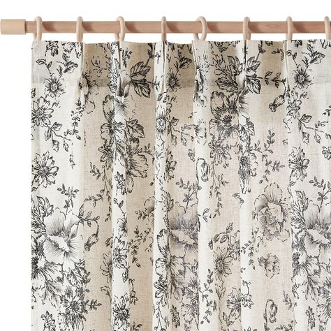 PRICES MAY VARY. Floral Linen Curtains: Bring a sense of elegance to your home by JINCHAN flower curtains. Package includes 2 panels pinch pleated curtains in 40 inch wide by 84 inch long each curtains with 16 hooks. Patterned with elaborate peony flowers, these drapes beautifully frame your windows with a farmhouse style. Light Filtering Flower Curtains: Designed with lovely trims on the edges, these pinch pleated curtain panels strike a perfect balance between functionality and aesthetics, in Linen Drapes Living Room, Neutral Kitchen Curtains, Printed Curtains Living Room, Farmhouse Curtains Living Room, Vintage Floral Curtains, Pinch Pleated Curtains, Pinch Pleat Drapes, Flower Curtains, Farmhouse Living Room Curtains