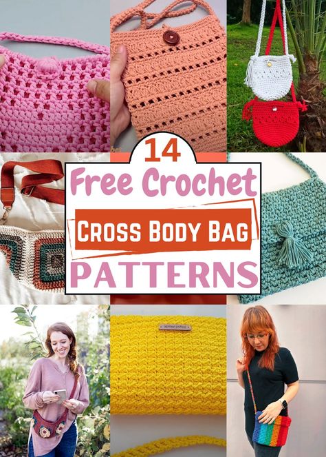 Are you looking for a comfy, hands-free storage solution for little essentials to carry easily? Here, we list a variety of crochet crossbody bag patterns in different textures, types, and sizes that are perfect for everyday use, travel, beach trips, or as a boho-style bag accessory to add to your wardrobe. Small Boho Bag Crochet Pattern, Crochet Cross Body Bags Free Patterns, Crochet Small Cross Body Bag, Crochet Crossbody Bags Free Patterns, Crochet Small Bags Free Pattern, Crochet Crossbody Bag Pattern Free Purse Tutorial, Crochet Cross Body Purse Pattern Free, Crochet Purse Small, Cross Body Bag Pattern Free Crochet