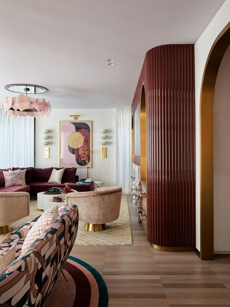 TOORAK PENTHOUSE - Greg Natale Maximalism Interior, Greg Natale, Light Oak Floors, Luxurious Living Rooms, Art Deco Living Room, Maximalist Interior, Art Deco Bedroom, Art Deco Interior Design, Hotel Interior Design