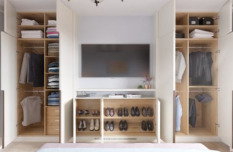 Master Bedrooms Fitted Wardrobes, Built In Cabinet For Small Bedroom, Built In Wardrobe In Alcove, Fitted Wardrobe In Alcove Ideas, Bedroom Ideas With Alcoves, Closet Around Tv, Built In Wardrobe Alcove Bedroom, Single Built In Wardrobe, Alcove Storage Bedroom