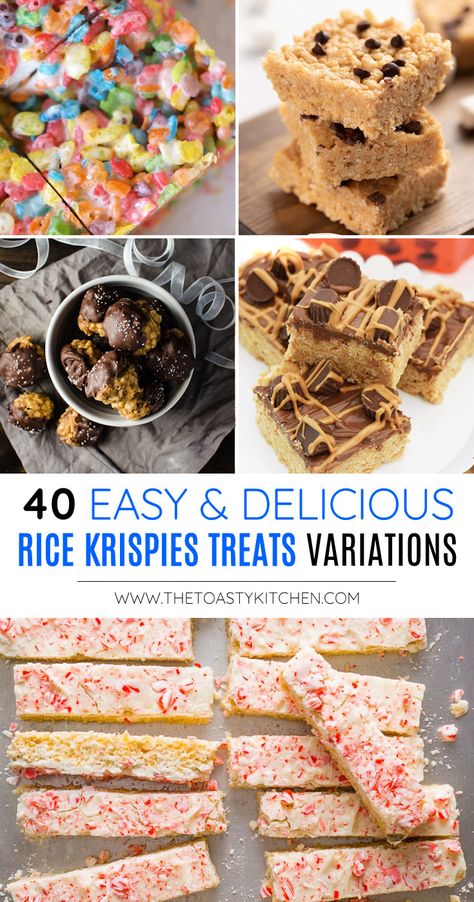 Rice Krispie Charcuterie, Rice Crispy Snack Ideas, Rice Krispie Treats Different Cereal, Treats Made With Rice Krispies, Treats With Rice Krispies, Cookies N Cream Rice Krispie Treats, Rice Krispie Pie, Different Flavored Rice Krispie Treats, Fun Rice Krispy Treats