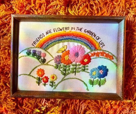 Crewel Embroidery, Vintage Embroidery, 70s Embroidery, Embroidery Creative, S Embroidery, Creatures Of Comfort, 70s Vibes, Hippie Decor, Vintage 70s