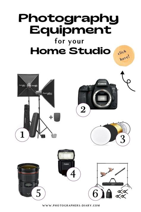 Looking for the best photography equipment to start your practice? Check these for your home studio. #photographer #photographyequipment Photography 101, Photographer Equipment, Photography Studio Equipment, Photo Studio Equipment, Home Photo Studio, Home Studio Photography, Photography Journey, Studio Equipment, Photo Equipment