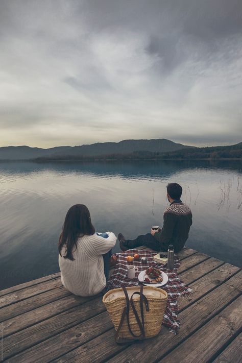 Young Couple Contemplating The Lake. Picnic Breakfast. by BONNINSTUDIO Nature, Banyoles Spain, Picnic Breakfast, Lake Picnic, Couple Camping, Camping Couple, Romantic Camping, Couples Weekend, Camp Lake