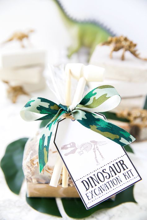 Dinosaur Dig Excavation Kits - A Pumpkin And A Princess Diy Dinosaur Excavation Kit, Boho Three Rex Party, Dinosaur Playdough Kit, Dino Excavation Kit Diy, Dinosaur Excavation Kit Diy, Diy Dinosaur Party Favors, Dinosaur Favors Ideas, Archeology Birthday Party, Dinosaur Toddler Birthday Party