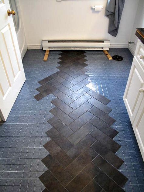 task Old Bathrooms, Luxury Vinyl Tile Flooring, Vinyl Tile Flooring, Diy Casa, Herringbone Floor, Tile Floors, Vinyl Tiles, Tile Flooring, Luxury Vinyl Tile