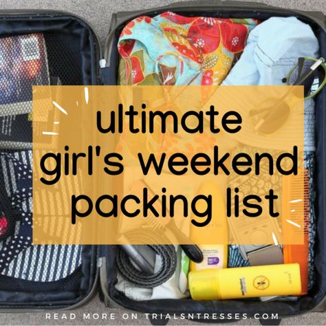 Girls Weekend Packing List, Packing List For Weekend Trip, Weekend Packing List Summer, Cabin Trip Packing List, Long Weekend Packing List, Beach Weekend Packing, Weekend Trip Essentials, Girls Weekend Outfits, Weekend Getaway Packing List