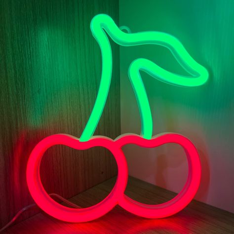 Cute Fruits, Neon Heart Light, Neon Lamp, Green Cherries, Fruit Shop, Neon Sign Bedroom, Light Up Signs, Led Neon Lighting, Neon Led