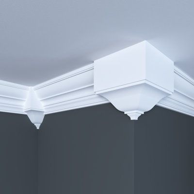 Avoid difficult compound miter cuts with outside cornice connectors and show medium outside crown connector block is sized to fit crown mouldings with a maximum width of simply install the crown connectors in the corners of your ceiling before installing your cornice and straight-cut your mouldings to fit. These wonderful accessories add a touch of architectural interest all while making your crown installation a breeze. This versatile product is designed to flatter a range of crown moulding sty Crown Molding Styles, Archway Decor, Victorian Ceiling, Niche Wall, Corner Door, Baseboard Trim, Future Space, Corner Moulding, Moulding Profiles