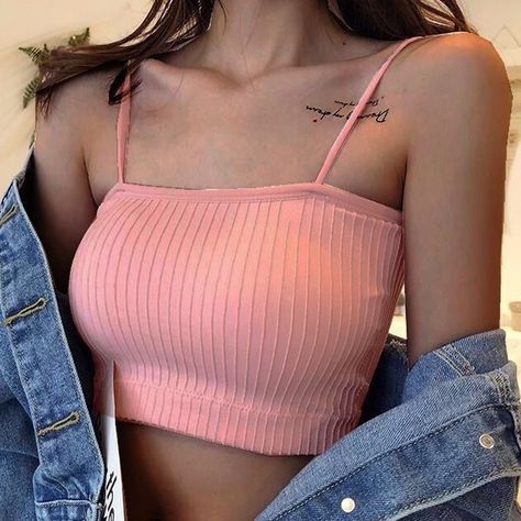 Edgy Outfits, Tube Bra, Bralette Crop Top, Spaghetti Strap Tank Top, Crop Top Bra, Padded Bras, Y2k Fashion, Bra Styles, Bra Women