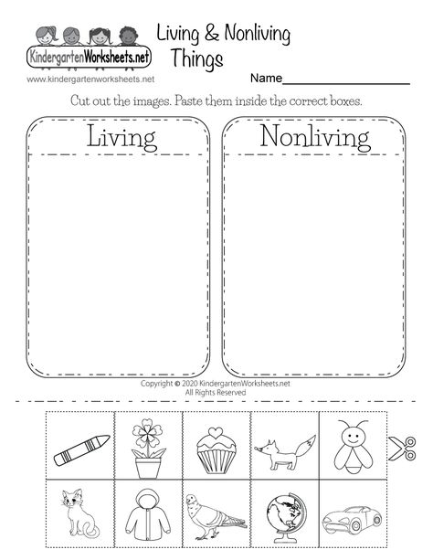 Free Printable Living and Nonliving Things Worksheet for Kindergarten Living Things For Kindergarten, Living Or Nonliving Worksheet, Preschool Science Worksheets Free, Kg Science Worksheet, Kindergarten Worksheets Free Printables Science, Year 1 Science Worksheets, Living And Nonliving Things Kindergarten, Living And Not Living Things Worksheet, Living And Nonliving Preschool