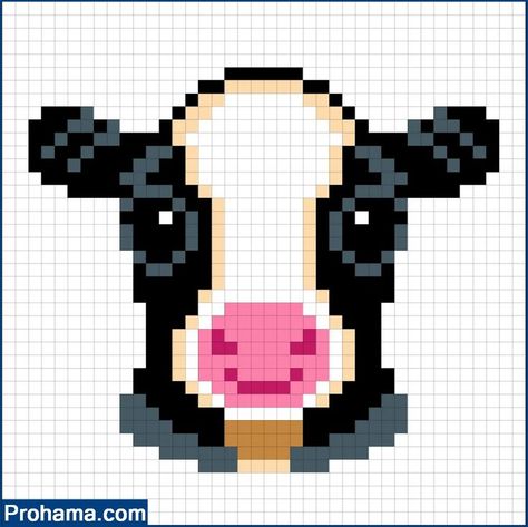 Cow Perler Beads Pattern Cow Grid Pattern, Cow Perler Beads, Cow Perler Bead Patterns, Pixel Art Cow, Perler Bead Cow, Pixel Cow, Cow Pixel Art, Pixel Art Simple, Simple Pixel Art