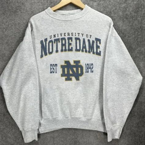 University Notre Dame, Notre Dame Shirts, Notre Dame Sweatshirt, Binghamton University, College Sweater, School Shirt Designs, Cream Hoodie, University Of Notre Dame, College Tees