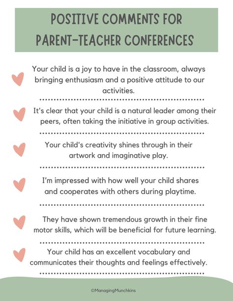 How To Prepare For Parent Teacher Conferences, Prek Parent Teacher Conference, High School Parent Teacher Conferences, Parent Teacher Conference Comments, Parent Teacher Conference Forms Prek, Free Parent Teacher Conference Forms, Prek Conferences, Teacher Comments For Students, Preschool Parent Teacher Conferences