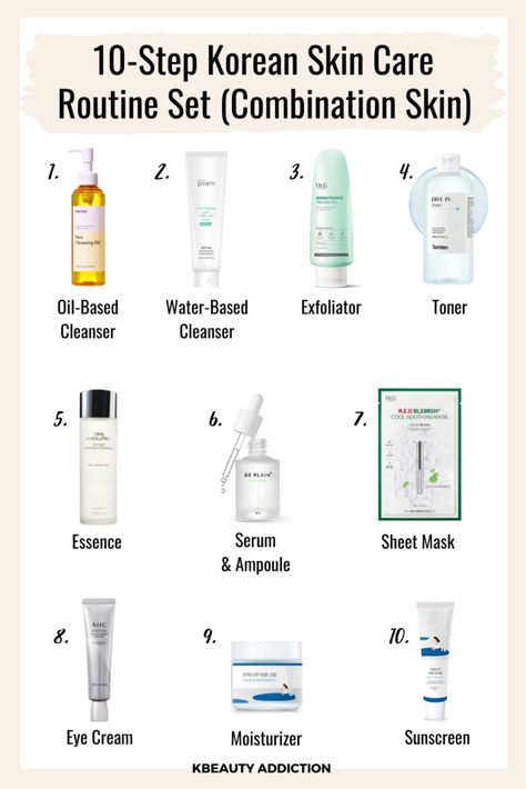 Skincare Routine Combination Skin, 10 Step Korean Skin Care, Combination Skin Care Routine, Combination Skin Routine, Routine For Dry Skin, Korean Skin Care Secrets, Skincare For Combination Skin, Cleanser For Combination Skin, Korean Skin Care Routine