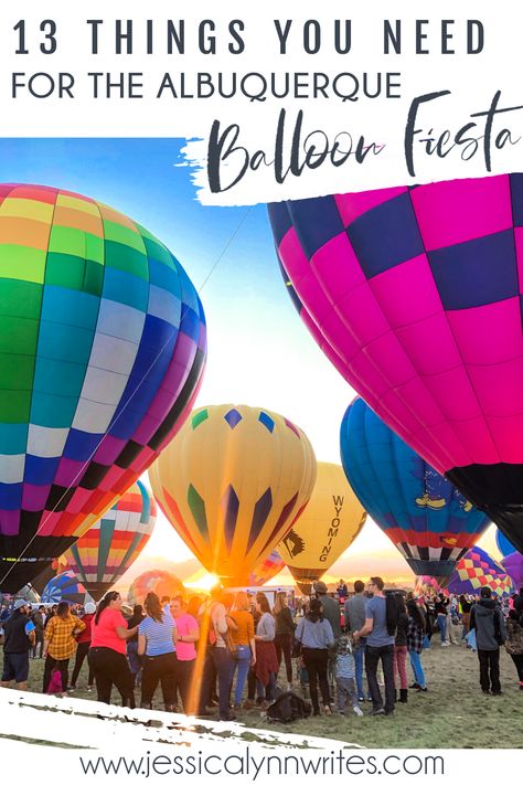 Things to Take to the Albuquerque Balloon Fiesta (Updated 2022) • Jessica Lynn Writes Santa Fe, Mexico, New Mexico Hot Air Balloon Festival, Albuquerque Balloon Festival, New Mexico Vacation, Hot Air Balloons Photography, First Fiesta, Albuquerque Balloon Fiesta, Festival Must Haves