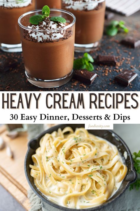 Healthy Heavy Cream Recipes, Heavy Whipped Cream Recipe Easy, Dinner Recipes Using Heavy Cream, Recipes For Heavy Cream, Heavy Cream And Pudding, Dinner Ideas With Heavy Cream, Recipe For Heavy Cream, Leftover Heavy Cream Recipes, Baking With Heavy Cream