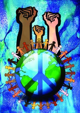 unity peace love human people raised fist world symbol sign art poster canvas prints cool lovely paz Poster About Community Drawing, Subsidiarity And Solidarity Poster, Community Poster Drawing, Power To The People Art, G 20 Poster, Poster About Community, Peaceful Community Drawing, Unity Pictures, G20 Poster Drawing