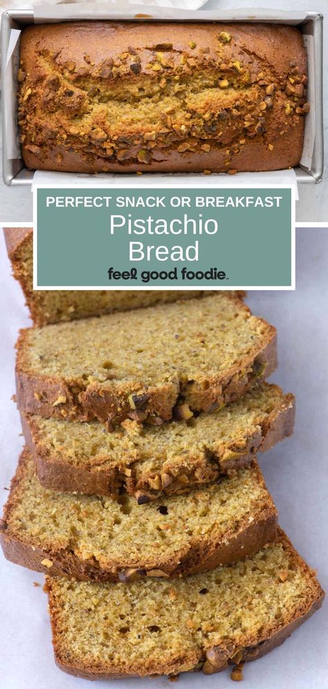 This Pistachio quick bread recipe is made with real pistachios right in the mix. No pudding, extracts, or cake mix here. A true pistachio bread recipe! Healthy Pistachio Bread, Pistachio Zucchini Bread, Healthy Pistachio Cake, Pistachio Quick Bread, Pistachio Nut Recipes, Pistachio Bread Recipe From Scratch, Recipes Using Pistachios, Pistachio Recipes Savory, Recipes With Pistachios