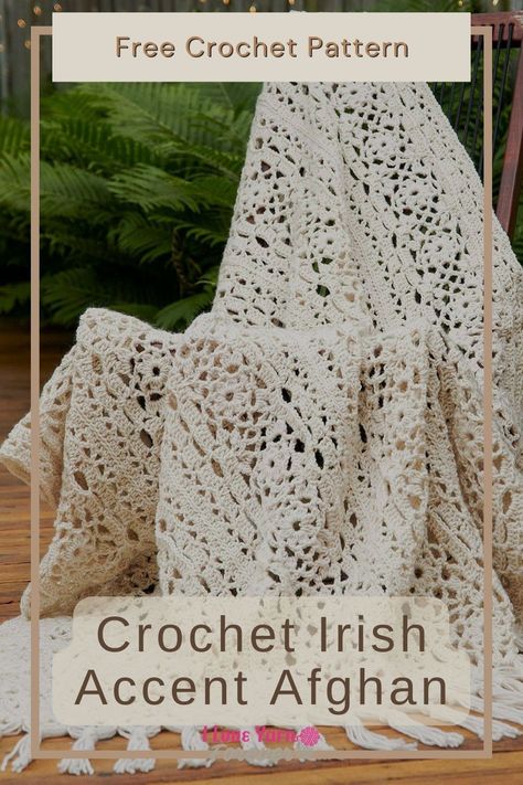 Crochet Wedding Blanket, Crochet Blanket Free, Irish Lace Crochet Pattern, Irish Accent, Modern Crochet Blanket, Crochet Afghan Pattern, Crochet Throw Pattern, Irish Crochet Patterns, Crochet Afghan Patterns Free