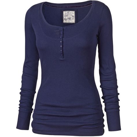 Harita Rib Henley T-Shirt ($23) ❤ liked on Polyvore featuring tops, shirts, long sleeves, blusas, women, women tops, longsleeve shirts, extra long sleeve shirts, blue shirt and henley shirt Long Sleeve Henley Top, Henley Top Women, Long Sleeve Blue Shirt Outfit, Ribbed Henley Top, Long Sleeve Shirts Aesthetic, Long Sleeve Png, Henley Women, Rib Shirt, Blue Henley