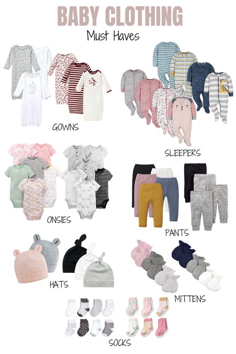 Newborn clothing must haves, baby registry list Newborn Clothes Essentials List, Newborn Baby Essential Things, Everything You Need For Newborn, Newborn Checklist Clothing, Newborn Clothes Essentials, Clothes Needed For Newborn, Clothes For Newborns How Many, Newborn List Baby Items New Moms, Baby Clothes Essential List