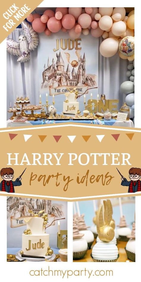 One Year Old Birthday Harry Potter, The Chosen One First Birthday Cake, Two Year Old Harry Potter Birthday, Baby Boy 1st Birthday Party Harry Potter, The Chosen One Birthday Theme, Harry Potter Theme 1st Birthday, Harry Potter 1 Year Birthday, Harry Potter 1st Birthday Party Ideas, Hogwarts First Birthday