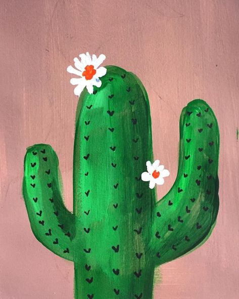 Cacti Paintings Acrylic, Easy Thing To Paint On Canvases, Acrylic Cactus, Cactus Paintings, Cactus Drawing, Cactus Painting, Small Canvas Paintings, Easy Canvas Art, Simple Canvas Paintings