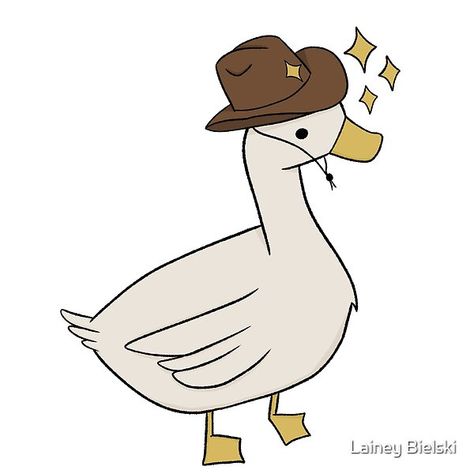 Goose With Cowboy Hat Tattoo, Cute Cowboy Aesthetic, Simple Cowboy Drawing, Cat Cowboy Drawing, Animals In Cowboy Hats Tattoo, Animals With Hats Drawings, Cowboy Easy Drawing, Goose With Knife Drawing, Silly Goose Painting