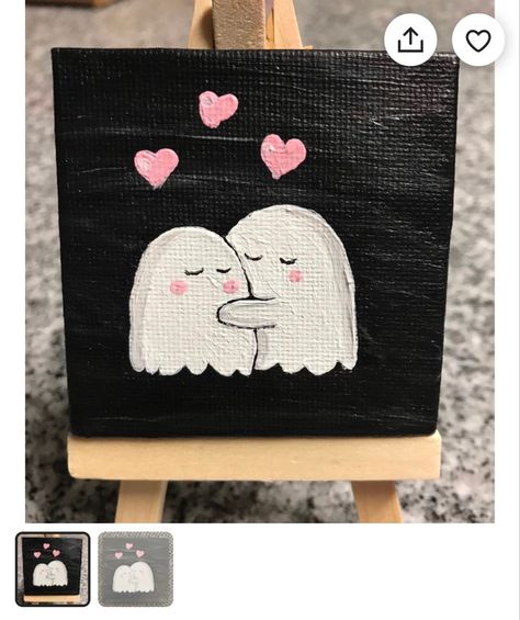 Canvas Painting Idea For Boyfriend, Cute Relationship Paintings Easy, Mini Couple Painting, Date Night Painting Ideas Easy, Couple Drawing On Canvas, Easy Cute Painting Ideas For Boyfriend, Mini Canvas Love Paintings, Small Canvas For Boyfriend, Canvas Painting Ideas Couples Easy