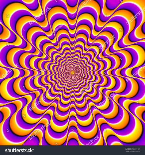 Orange and purple background with yellow spirals. Optical expansion illusion. #Ad , #AFFILIATE, #background#yellow#Orange#purple Color Optical Illusions, What Colors Represent, Impossible Shapes, Illusion Photos, Black And White Words, Interior Design Paint, Cool Illusions, Purple Decor, Optical Illusions Art