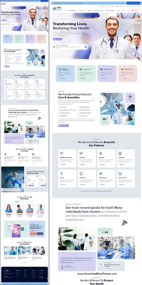 Hospa - Medical Clinic & Hospital Elementor WordPress Theme is a clean, elegant and modern design responsive premium WordPress theme for medical, clinic, hospital, plastic surgery centers, medical laboratories, dental clinics, healthcare centers and pharmacy professional websites. It comes with 3 different homepage layouts, 35+ pre-built inner pages and tons of amazing features. It is developed with latest technologies Elementor, ACF Pro, Redux, Bootstrap 5, and Sass. The theme has WooCommerce shopping cart features. Also, it has RTL feature included, and due to that, using Arabic and Hebrew language-based websites is now quicker and easier! to download now & live preview click on image 🡵 demo: homepage 1 Homepage Design Website, Hospital Web Design, Aesthetic Clinic Website Design, Pharmacy Website Design, Hospital Website Design, Clinic Website Design, Healthcare Website Design, Dental Clinic Website, Medical Brand