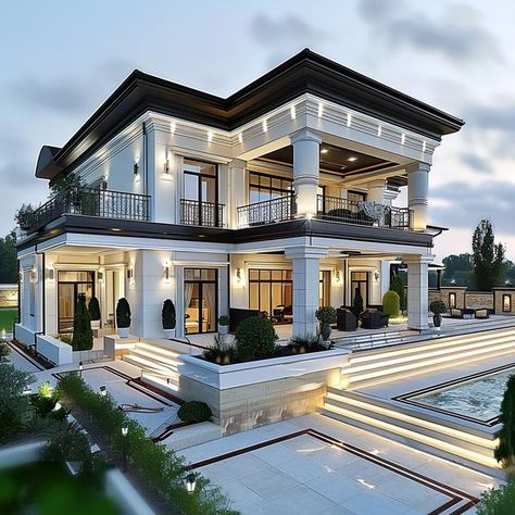 Home & Interior Design Modern Home Design, New Classical Architecture, Elegant Home Interior, Luxury Houses Mansions, Cheerleading Hairstyles, Building House Plans Designs, Nice House, Luxury Modern Homes, Architectural Design House Plans