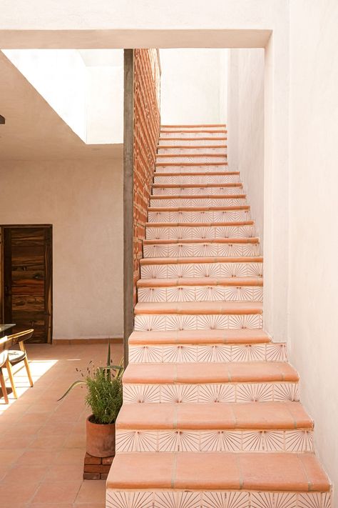 Terracotta Entryway, Clay Imports, Stairs Tiles, Saltillo Tile, Tile Stairs, Terracotta Floor, Handcrafted Tile, Tile Manufacturers, Organic Cleaning Products