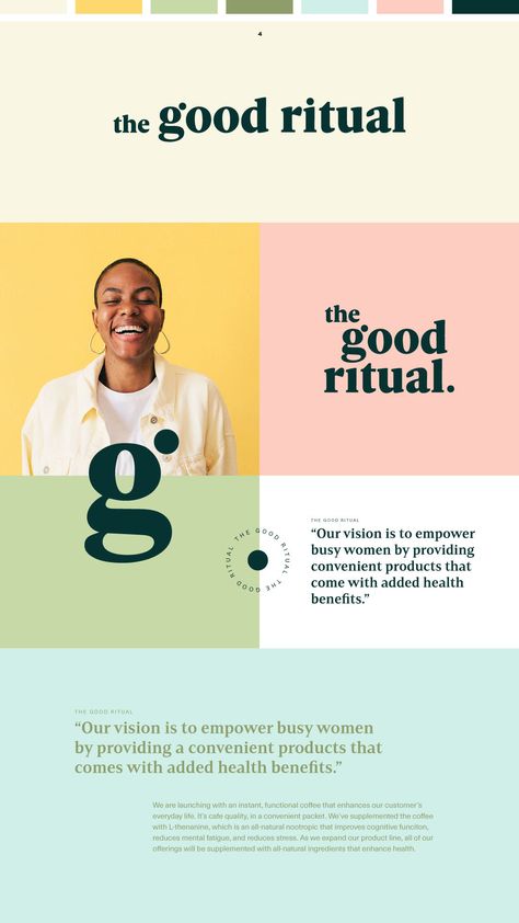 The Good Ritual Branding, Pastel Colors Branding, Wellness Logo Design Brand Identity, Women Website Design, Health Newsletter Design, Wellness Branding Visual Identity, Pastel Color Branding, Wellness Design Graphic, Womens Health Branding