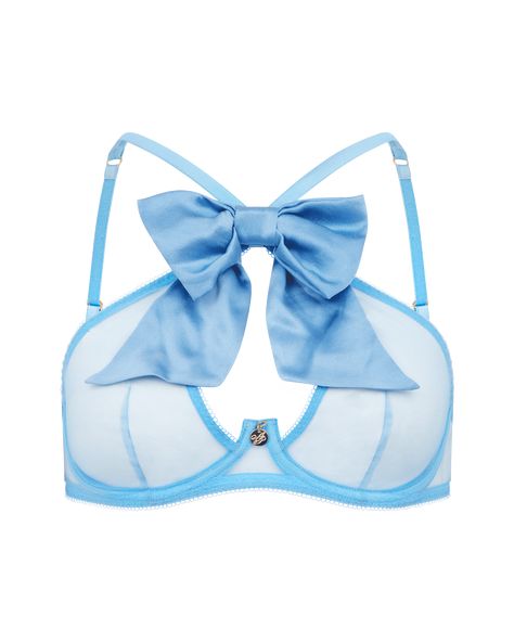 Oriana High Neck Underwired Bra in Baby Blue | By Agent Provocateur All Lingerie Lingerie Fairy, Blue Bras, Reference Outfits, Bow Bra, Bra Ideas, Pretty Bra, High Neck Halter, Pretty Bras, Future Wardrobe