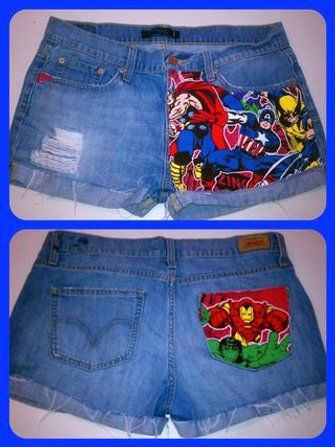 Picture of Voila Diy Fashion, Shorts Diy, Diy Shorts, Diy Fashion Trends, Old T Shirts, Yes Please, Sewing Clothes, Marvel Avengers, Look Cool