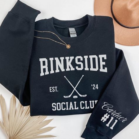 Rinkside Social Club Sweatshirt, Hockey Mom Sweatshirt, Hockey Game Day Shirt, High School Hockey, Hockey Mom Gift, Hockey Season Tee 🏒 💕 ♥ PRODUCT DETAILS & SIZING This pre-shrunk, classic fit sweatshirt is made with air-jet spun yarn for a soft feel and reduced pilling. ♥ Pre-shrunk ♥ Classic fit with no center crease ♥ 1x1 athletic rib knit collar with spandex ♥ Air-jet spun yarn with a soft feel and reduced pilling ♥ Double-needle stitched collar, shoulders, armholes, cuffs, and hem: 50% p High School Hockey, Hockey Mom Gifts, Hockey Season, Hockey Game, Club Sweatshirts, Hockey Games, Hockey Mom, Game Day Shirts, Mom Sweatshirt