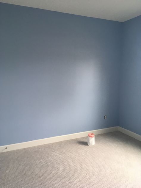 Sherwin Williams Blissful Blue, Baby Blue Walls Bedroom Room Ideas, Blue Walls Aesthetic, Blissful Blue Sherwin Williams, Baby Blue Accent Wall, Sky Blue Wall Paint, Blue Paint For Bedroom, Wall Painting Ideas Bedroom Aesthetic, Blue Wall Colors Bedroom