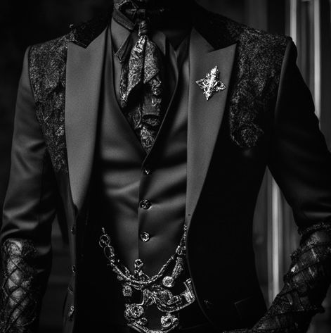 Tattoos Dark Art, Gothic Suit, Gothic Fashion Men, Tattoo Cover Ups, Trendy Trousers, Black Art Tattoo, Lace Suit, Tailored Fashion, Trending T Shirts