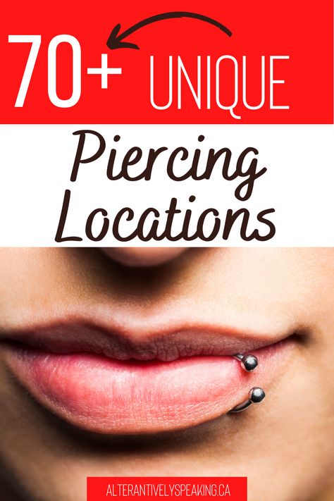 Are you considering a new piercing, but not sure where to start? There are so many unique piercing locations that it can quickly feel overwhelming! Click here for a list of 70+ piercing location names and descriptions including ear piercings, body piercings, facial piercings, genital piercings and more. Womens Facial Piercings, Trendy Piercings For Women, Cute Face Piercings For Women, Joker Bites Piercing, Pretty Facial Piercings, All Types Of Piercings, Women Piercings Ideas Face, Different Piercings Ideas Face, Unique Facial Piercings