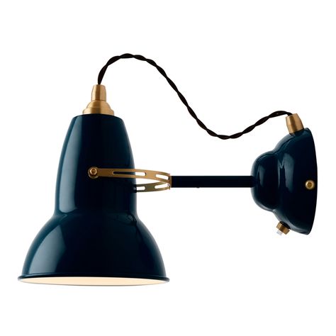 The Anglepoise Original 1227 Brass wall light is an elegant British wall lamp designed by George Carwardine back in 1935. The Original 1227 wall light pairs charming vintage aesthetics of the 1930s with surprisingly modern, sleek lines. Anglepoise Wall Light, Anglepoise Lamp, Hague Blue, Wall Lamp Design, Vintage Aesthetics, Brass Wall Light, Ink Blue, Brass Wall, Reading Light