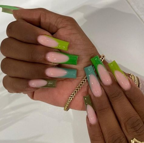 Green Acrylic Nails, Drip Nails, Edgy Nails, Acylic Nails, Long Acrylic Nails Coffin, Long Square Acrylic Nails, Bling Acrylic Nails, Square Acrylic Nails, Funky Nails