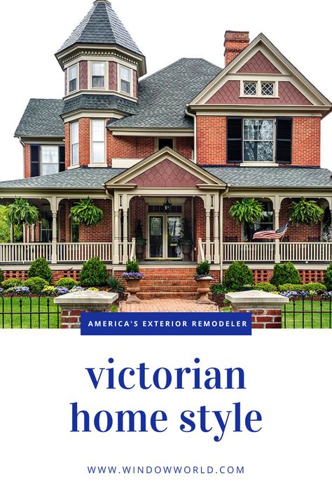 Victorian Homes Floor Plans, Victorian Porch Ideas, Brick Victorian Homes, Victorian Home Design, Window World, Contemporary Victorian, Victorian Homes Exterior, Brick Porch, Victorian Porch