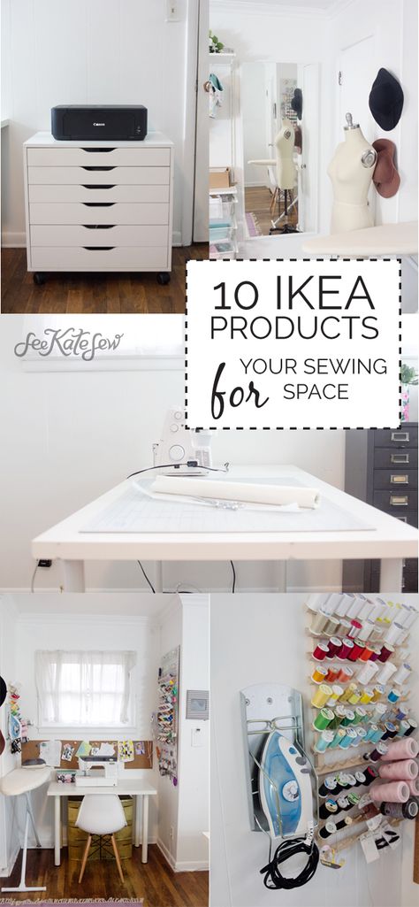 10 IKEA PRODUCTS FOR YOUR SEWING SPACE Ikea Sewing Rooms, Sewing Room Inspiration, Sewing Room Storage, Sewing Spaces, Sewing Room Design, Sewing Room Decor, Sewing Storage, Dream Craft Room, Hemma Diy