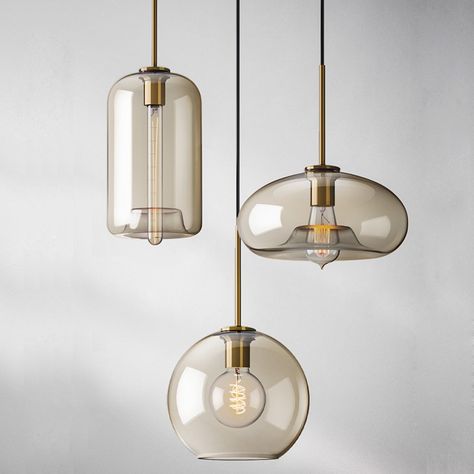 3-Light Glass Pendant Light Classic Cluster Hanging Lighting Fixture Dinning Room Bar Café Nordic Industrial, Blown Glass Pendant Light, Industrial Style Lighting, Blown Glass Pendant, Suspension Vintage, Light Hanging, Brass Pendant Light, Industrial Pendant Lights, Kitchen Lighting Fixtures